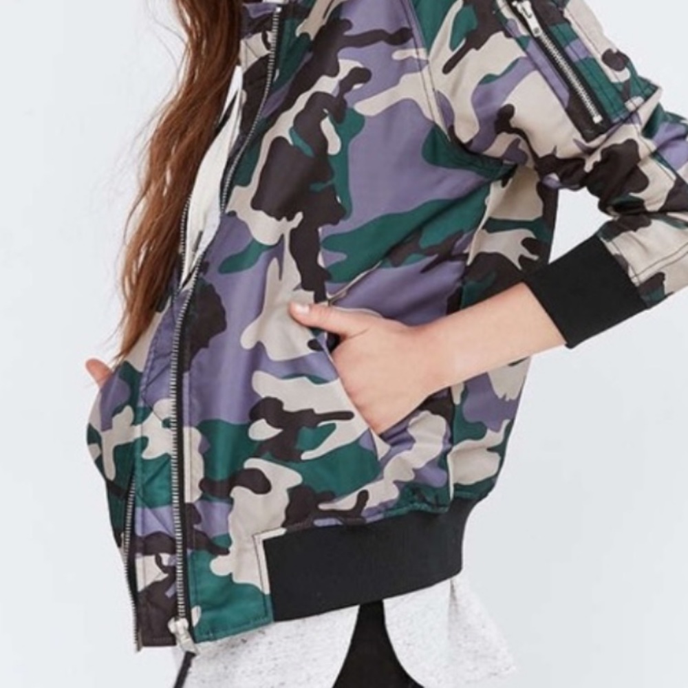Camouflage purple Black and Tan bomber jacket